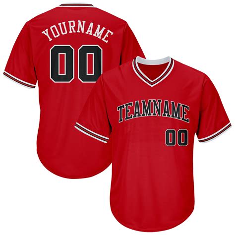 red and white baseball shirt with logo